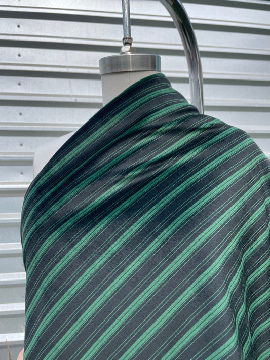 Green Black Vintage 90s Stripe Velour Rayon Polyester Spandex " Miss Ivy"