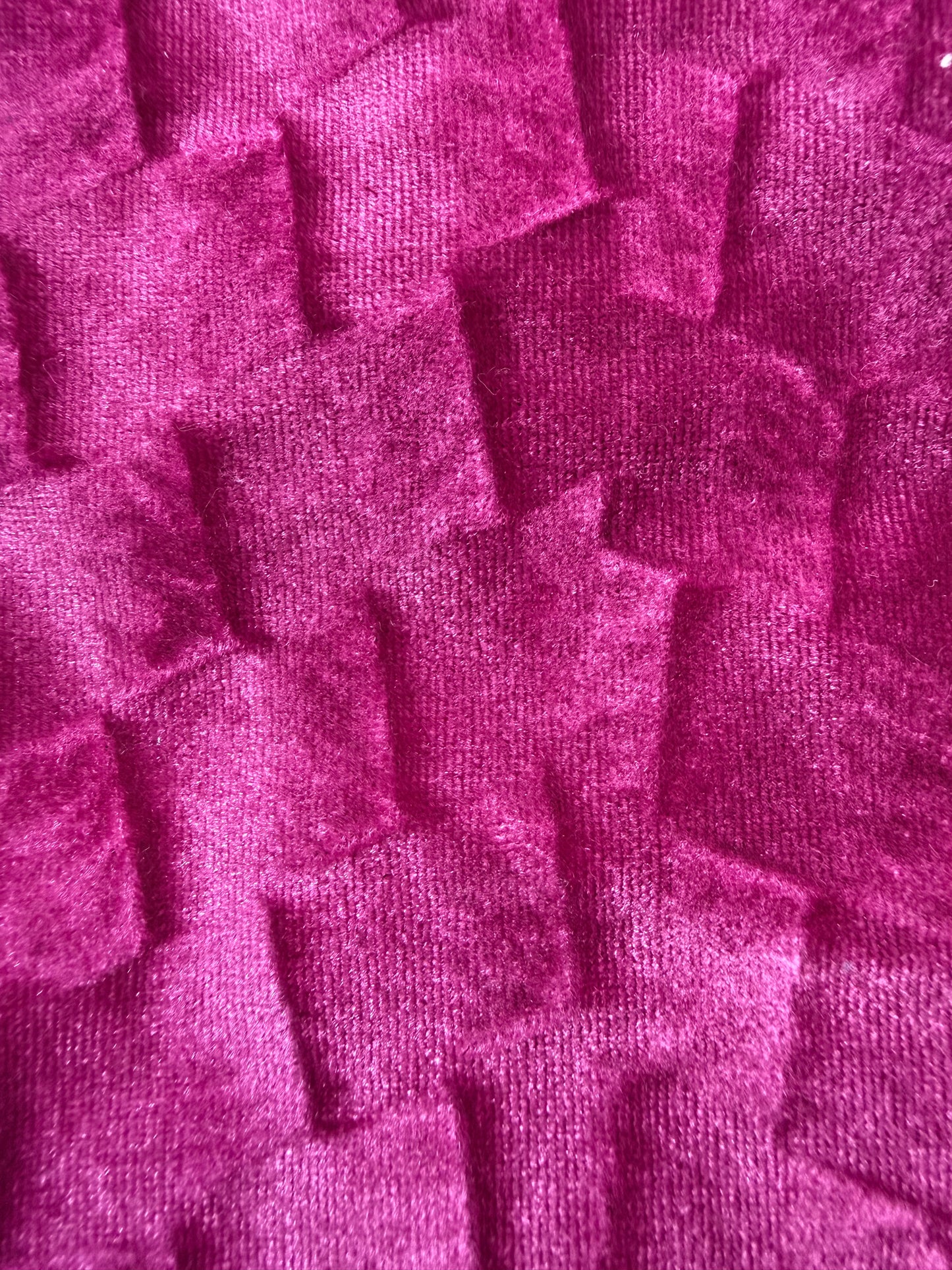 Fushia Pink Geometric Impressed Polyester Spandex Stretch Velvet Knit "Lindy”