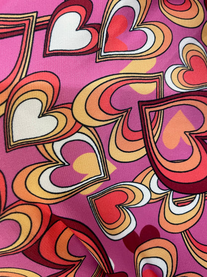 Pink Orange White Retro Heart Print Polyester Spandex Jersey "Lovestruck"