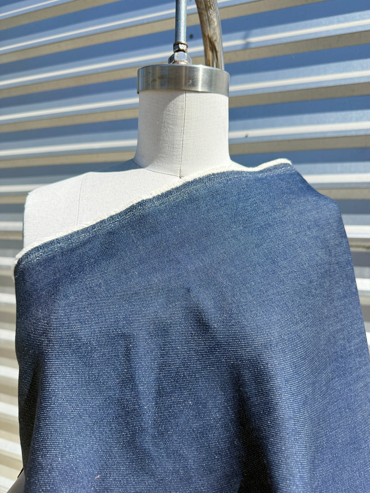 Midweight Denim Bright Medium Blue Cotton Woven "Lowell"
