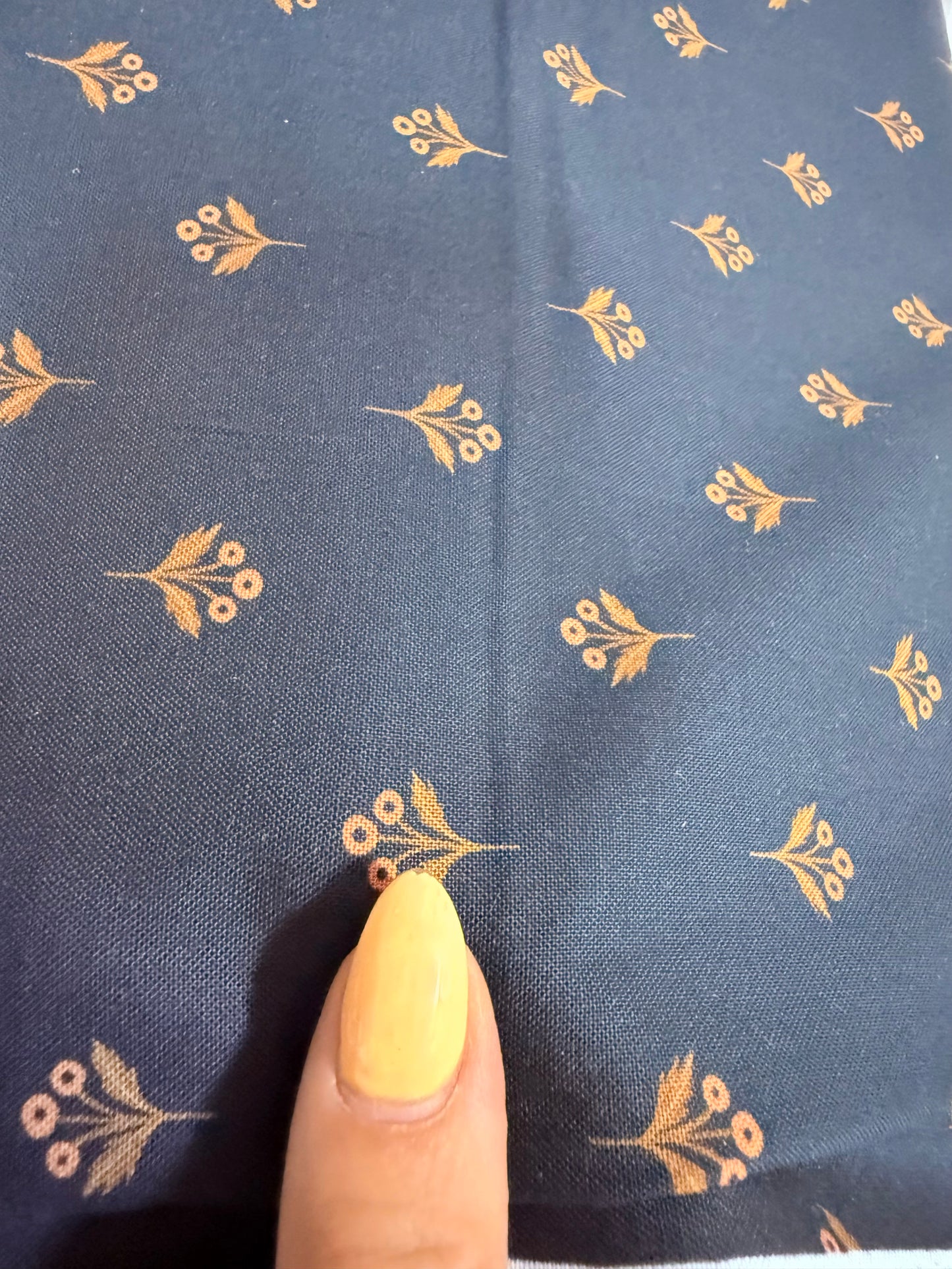 Navy Blue Gold Ditsy Floral Print Quilt Cotton "Sweet Ruth”