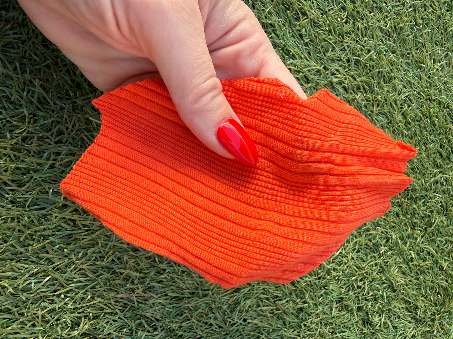 Red Variegated Rib Rayon Spandex Knit "Spicy Pepper”