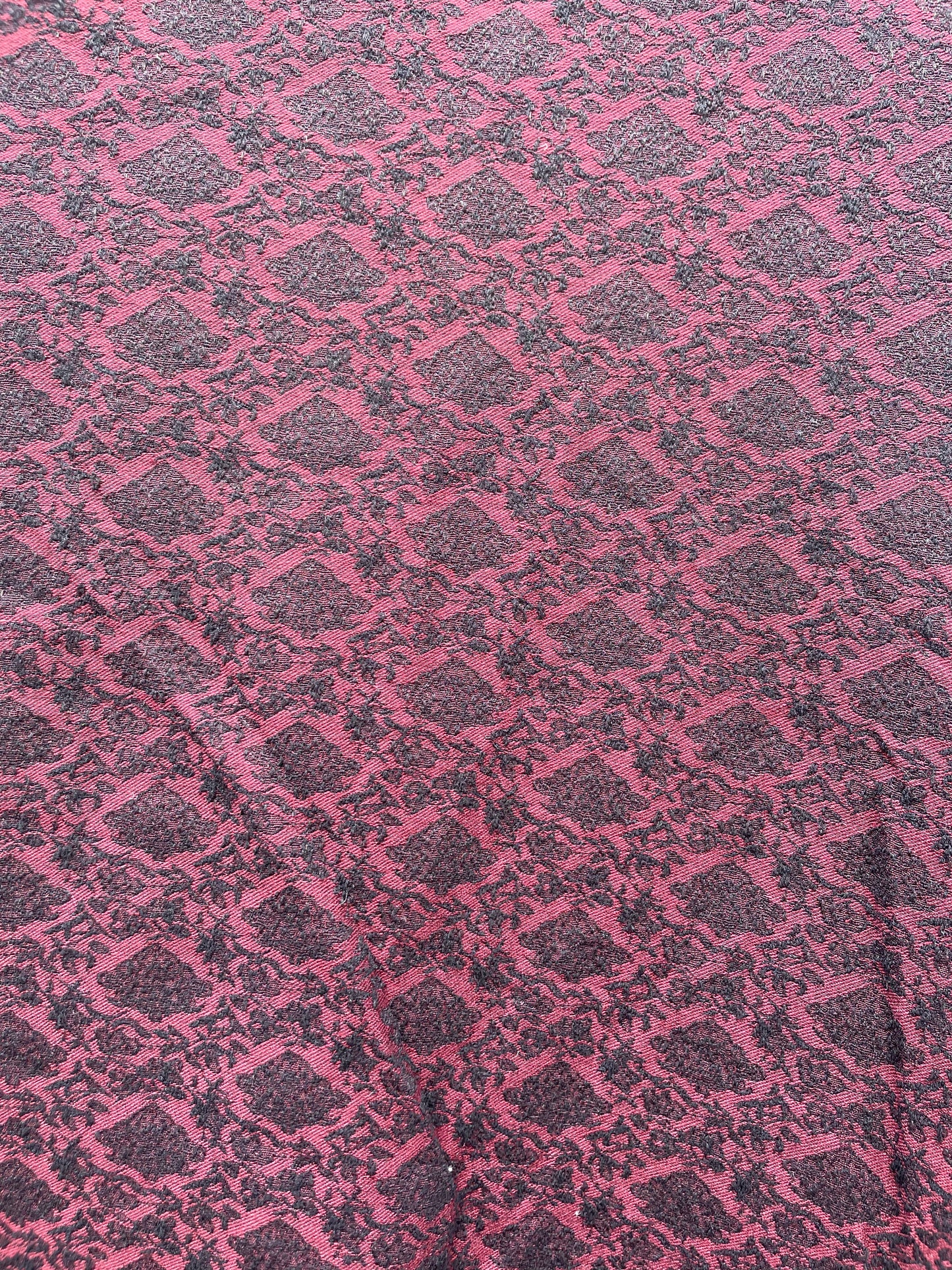 Burgundy Black Mini Damask Design Jacquard Rayon/Spandex Woven "Dracula's Kiss"
