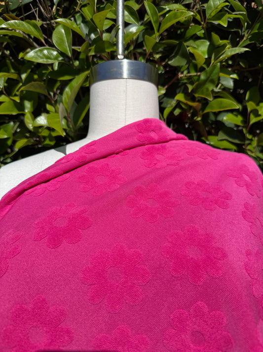 Pink Solid Floral Daisy Terry Cloth Polyester Jacquard "Hot Take Daisy"