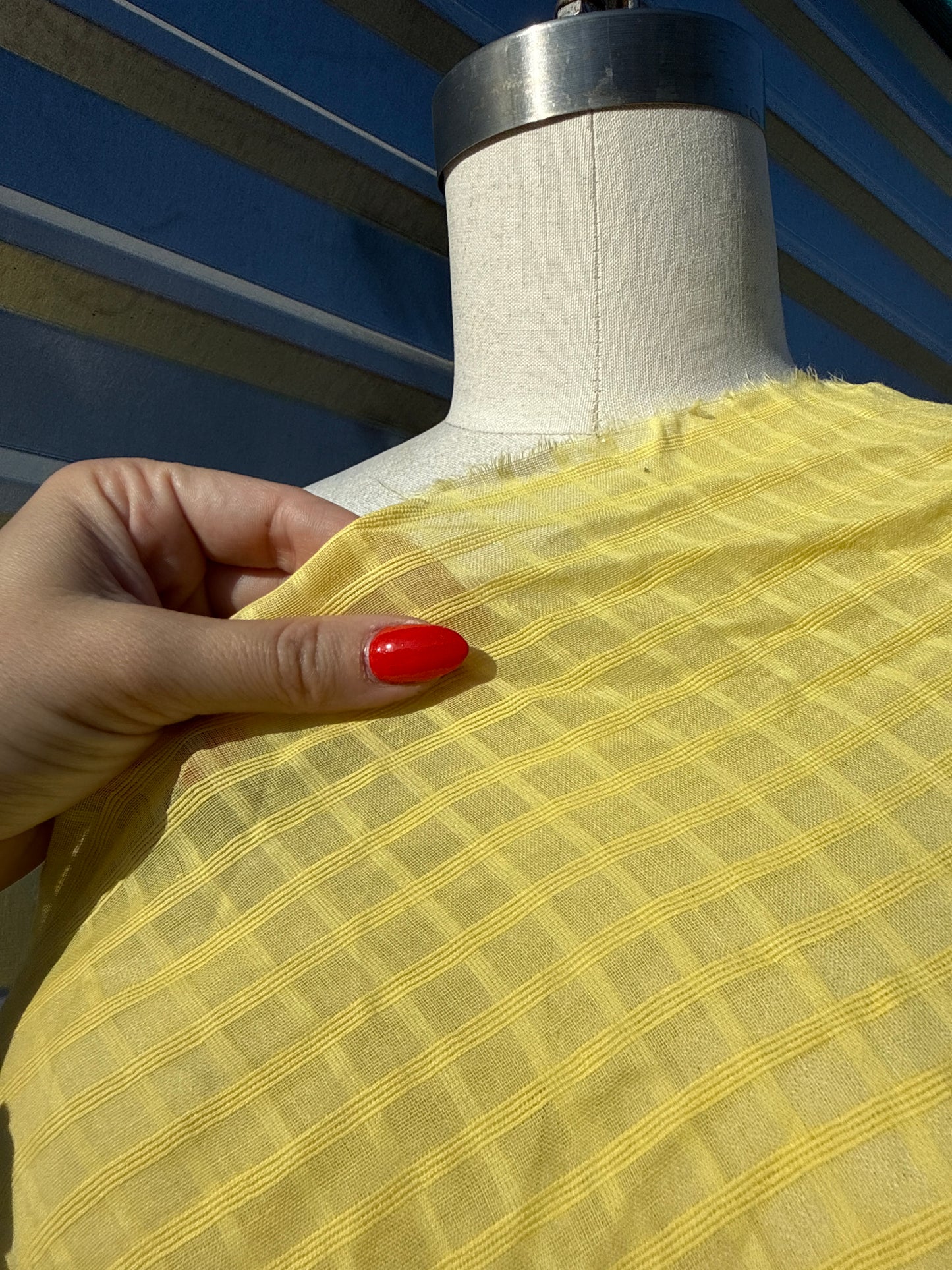 Light Yellow  Sheer Plaid Cotton Voile "Window to the Sun"