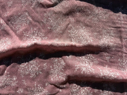 Pink White Rose Floral Print Cotton Voile  "Tea Time”
