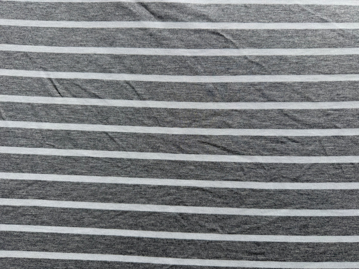 Grey White Stripe Rayon Spandex Jersey "Roy"