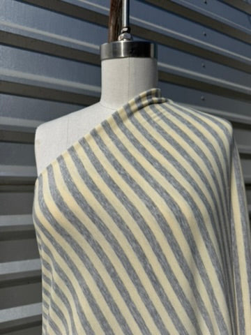 Heather Grey Yellow Stripe Rayon Spandex Jersey "Heather Butter"