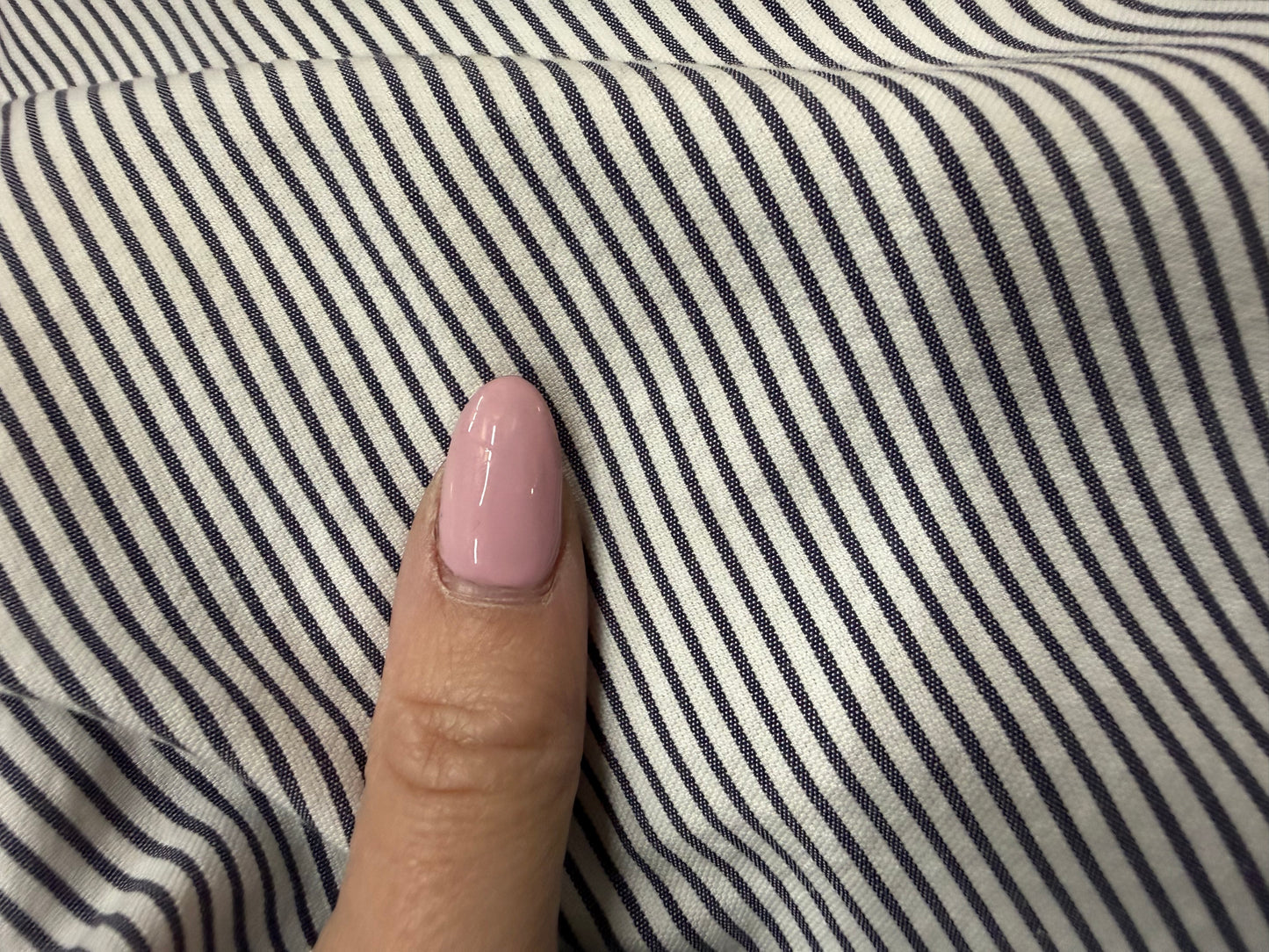 Blue White Stripe Cotton Poplin Woven “ Large Teeny”