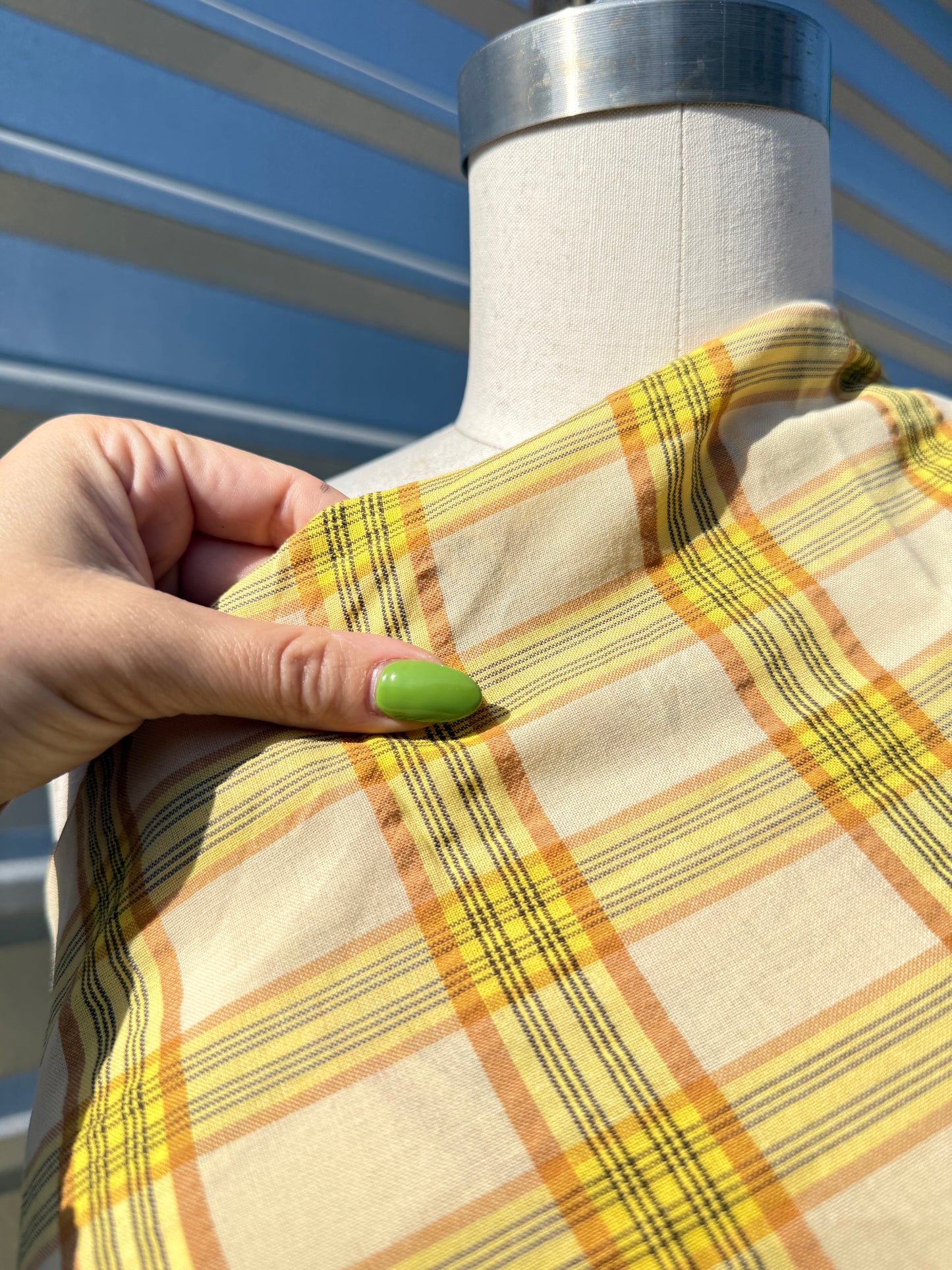 Yellow Orange Plaid Cotton Voile Shirting Woven "Corn Field"