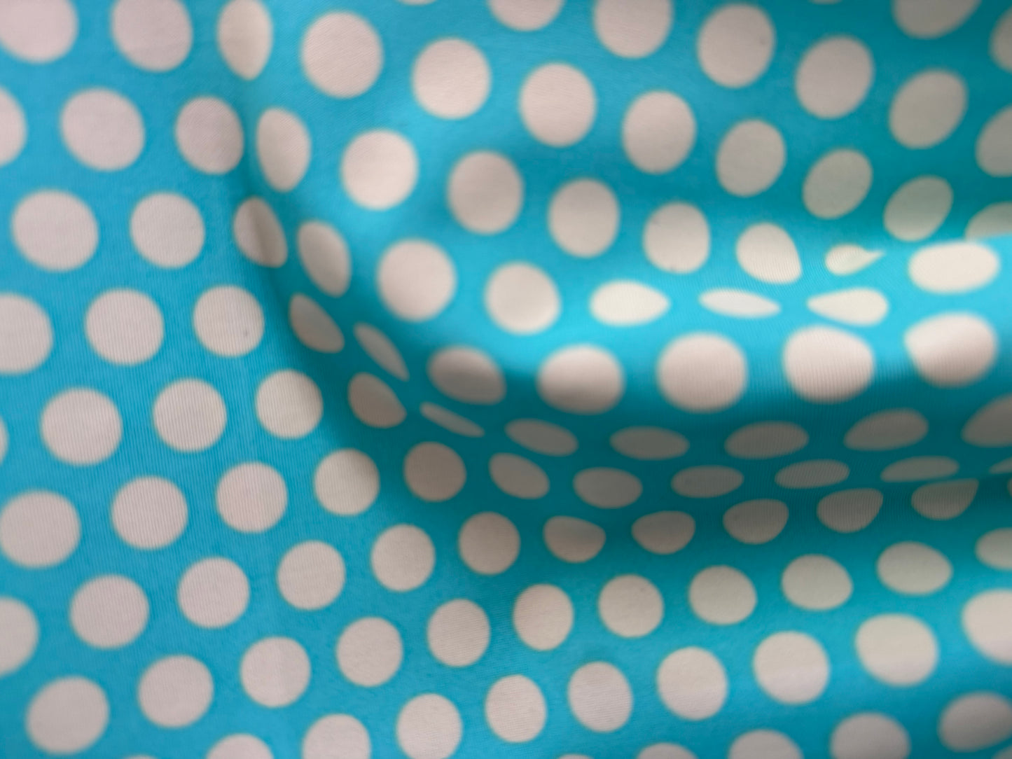 Aqua Blue White Polkadot Nylon Spandex Swim Knit "Dive in Palm Springs”
