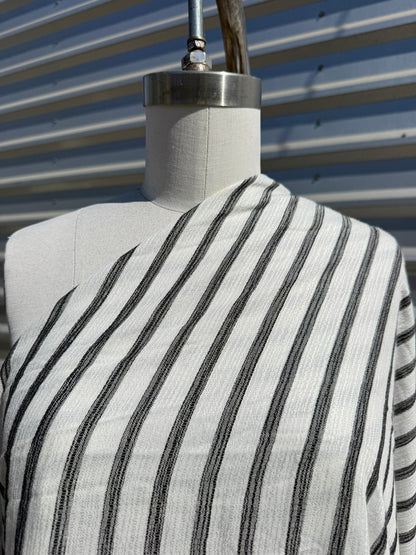 White Black Stripe Rayon Crepe Woven "Rory"