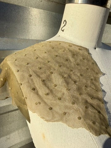 Olive Green Dot Micro Mesh Stretch Knit "Saturn"