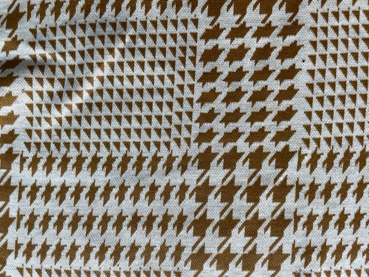 White Brown Multi Size Houndstooth Design Print Polyester Spandex Ponte Knit "Hidden Houndstooth"