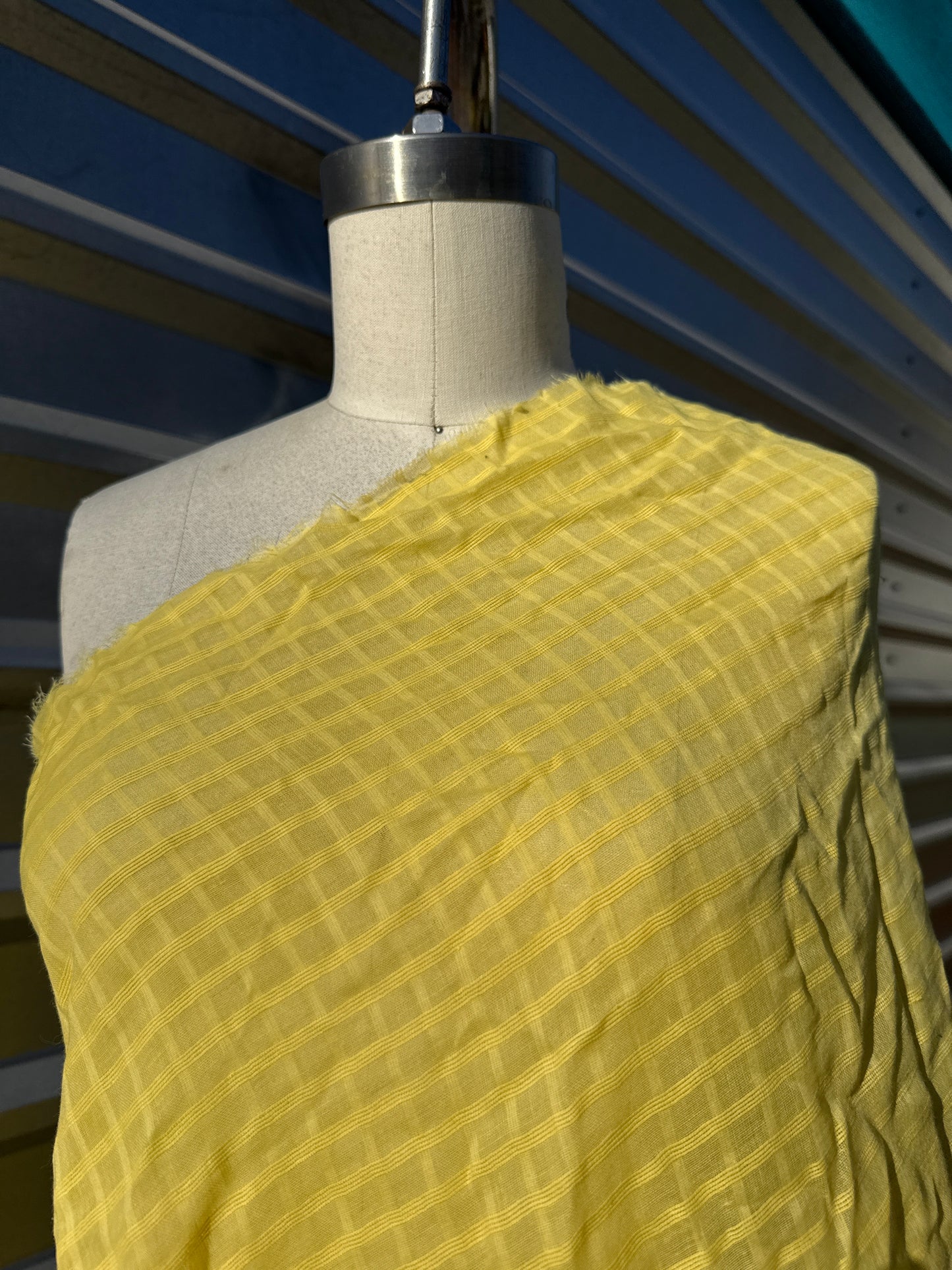 Light Yellow  Sheer Plaid Cotton Voile "Window to the Sun"