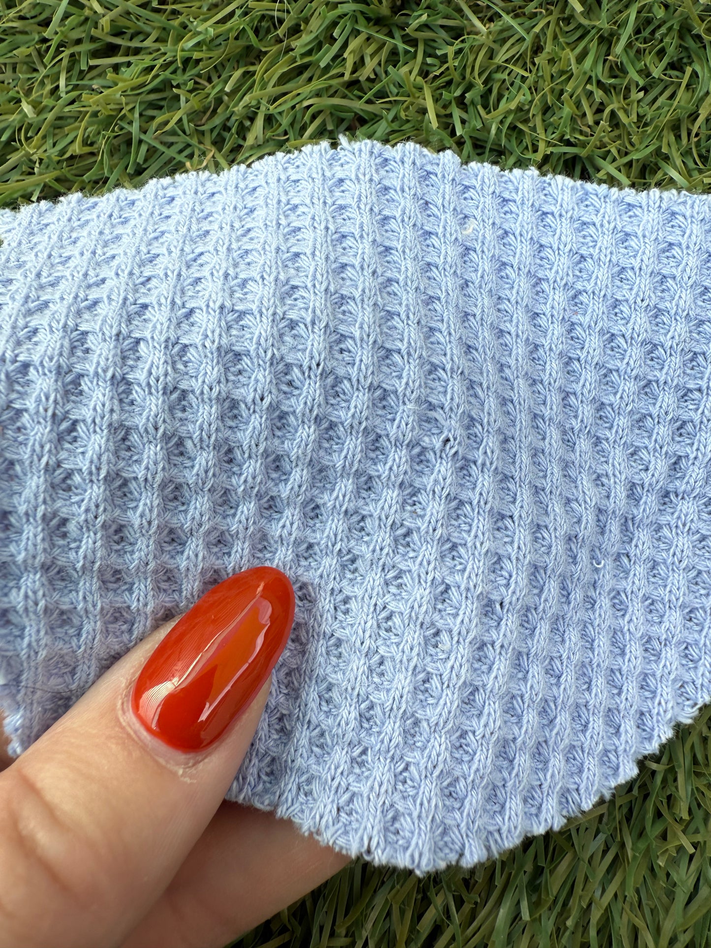 Periwinkle Light Blue Cotton Thick Waffle Thermal Knit "Ice Cube"