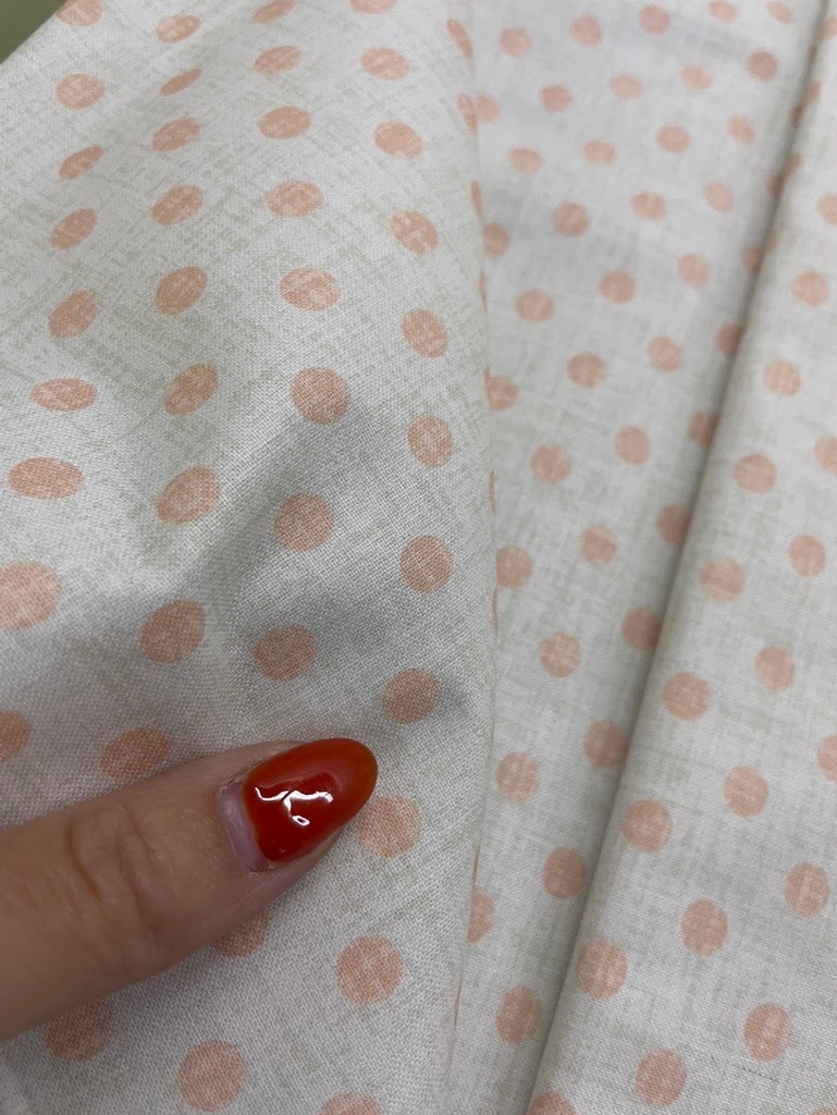 Light Peach White Mini Dot crosshatch Quilt Cotton Poplin Woven "Babydoll"