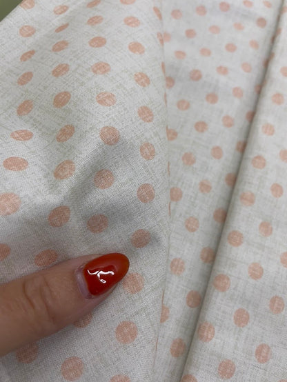 Light Peach White Mini Dot crosshatch Quilt Cotton Poplin Woven "Babydoll"