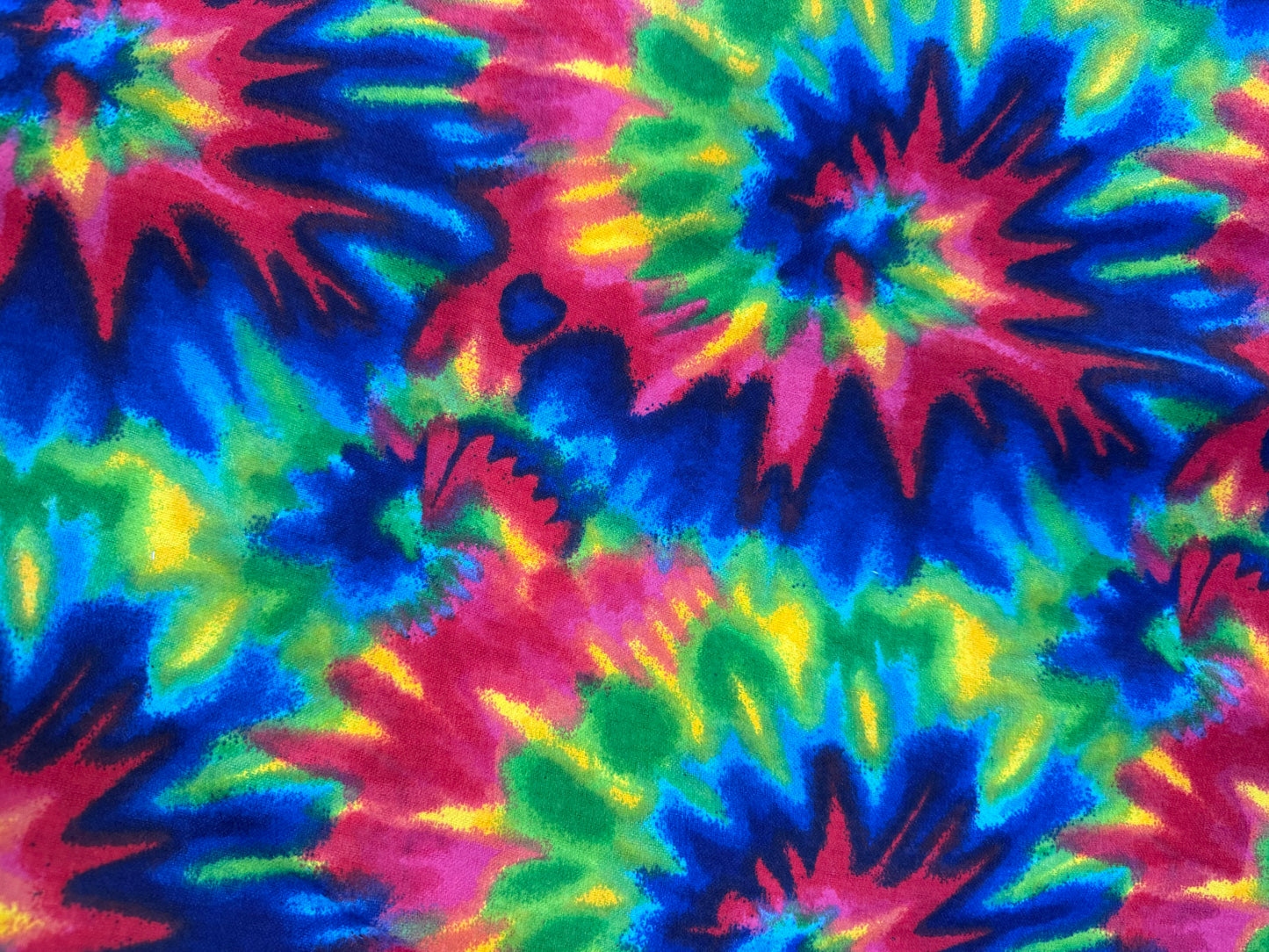 Tie Dye Rainbow Pink Green Yellow Blue Wavy  Cotton Flannel Woven “Happy Hippie”