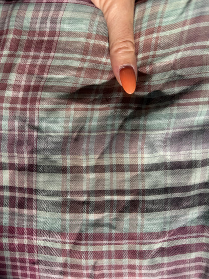 Pink Blue Brown Double Faced Plaid Cotton Gauze Woven "Willow Glen Farm"
