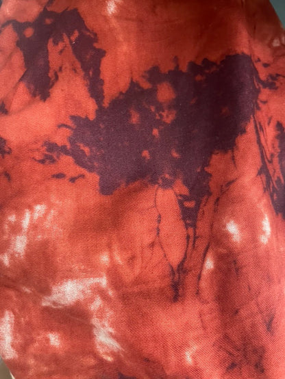 Red White Tie Dye Print Design Cotton Spandex Twill Woven "Blood Ink"