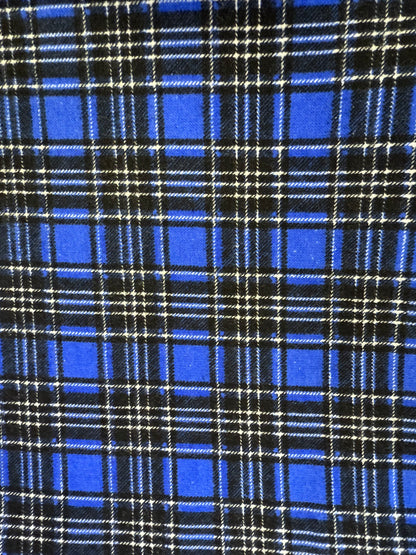Blue Black Whire Plaid Cotton Flannel Woven “Washougal  Mountain “