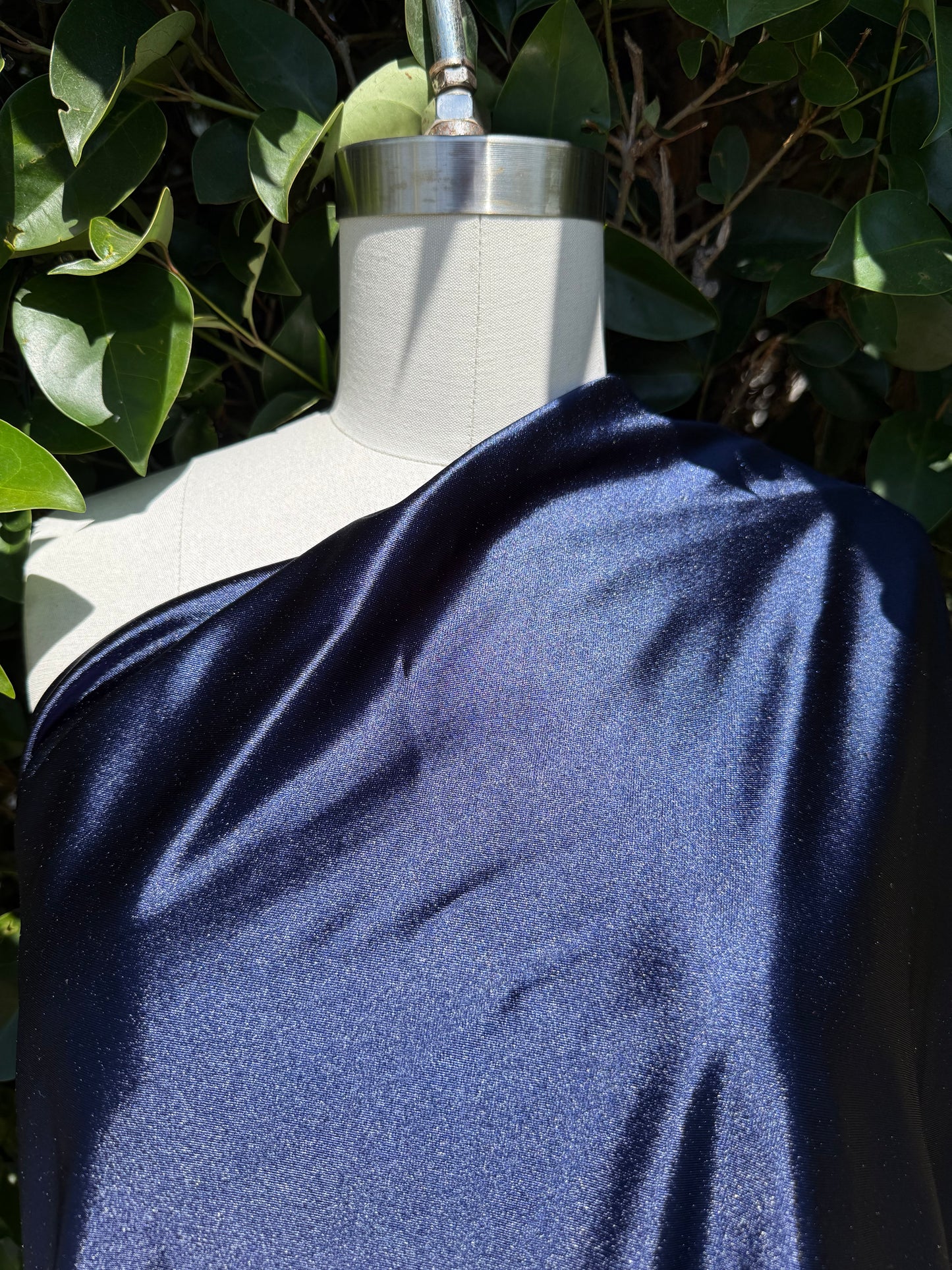 Navy Blue Solid Shiny Nylon Spandex Casino  4-way stretch Knit "Superhero Navy"