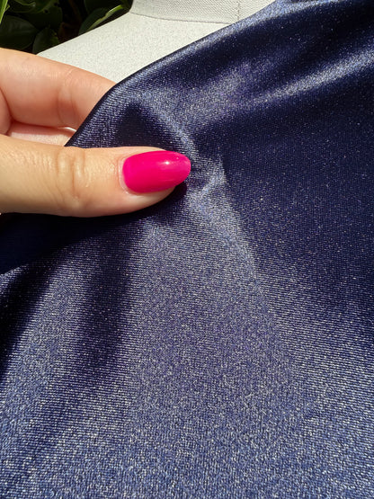 Navy Blue Solid Shiny Nylon Spandex Casino  4-way stretch Knit "Superhero Navy"