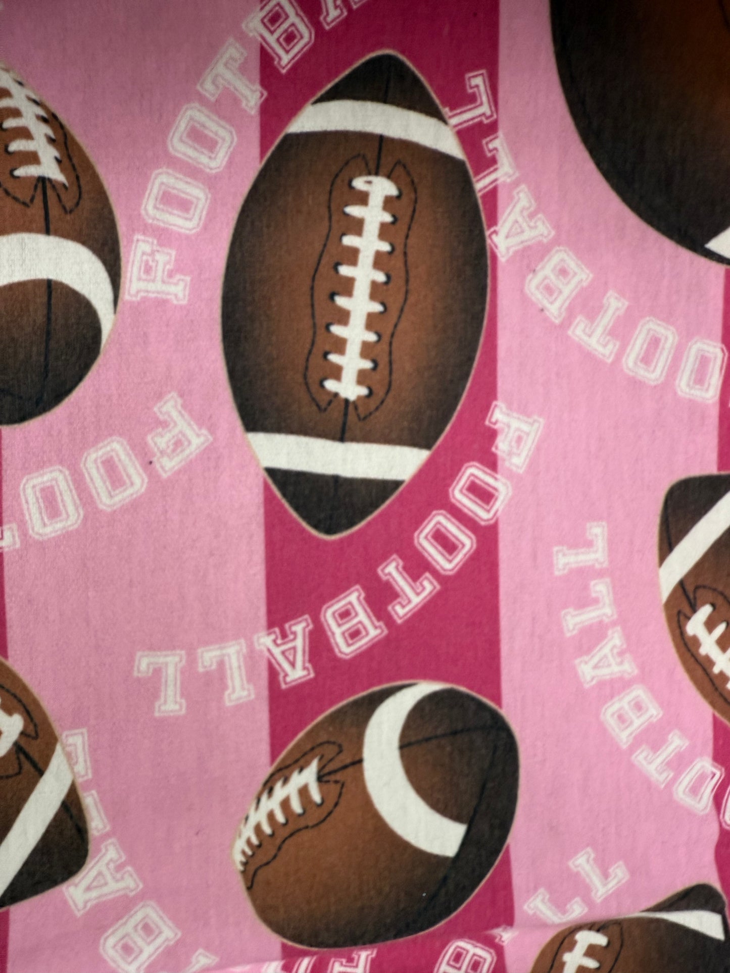 Pink Brown Football Print Cotton Spandex French Terry Jersey Knit "Tough Touchdown "