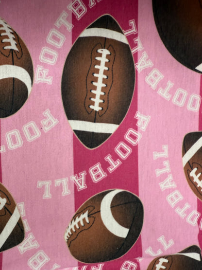Pink Brown Football Print Cotton Spandex French Terry Jersey Knit "Tough Touchdown "