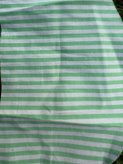 White Lime Neon Green Thin Stripe Cotton Spandex Poplin Shirting Woven "Little Green"