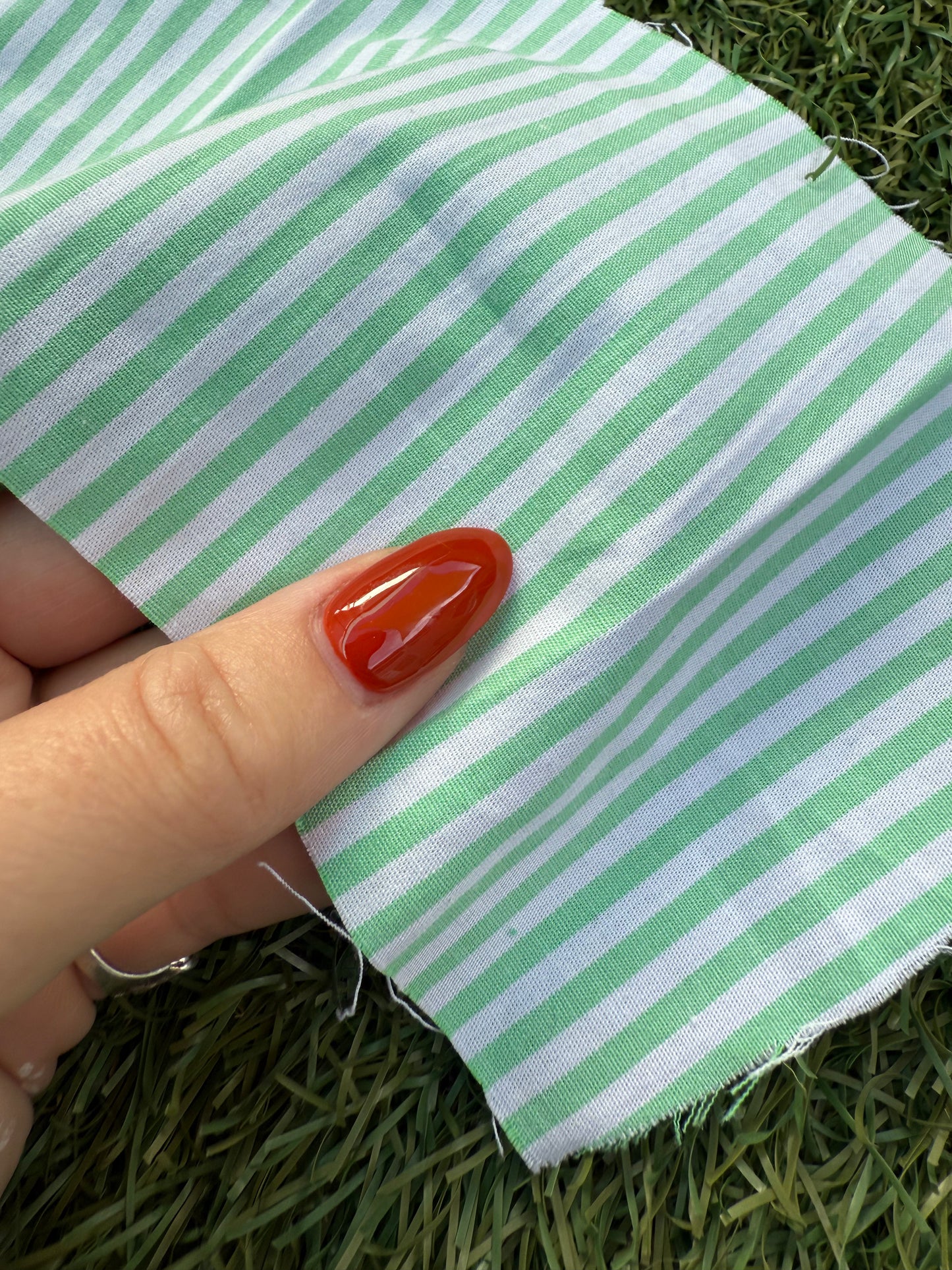 White Lime Neon Green Thin Stripe Cotton Spandex Poplin Shirting Woven "Little Green"