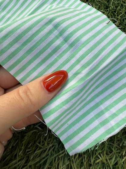 White Lime Neon Green Thin Stripe Cotton Spandex Poplin Shirting Woven "Little Green"
