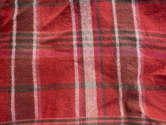 Faded Red Plaid Cotton Flannel "Jammin with Pearl"