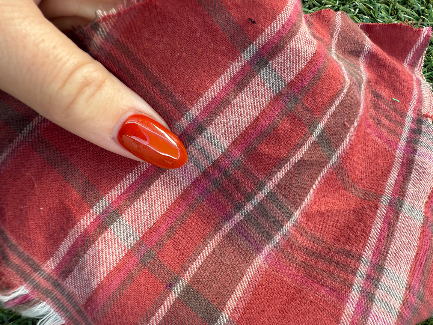 Faded Red Plaid Cotton Flannel "Jammin with Pearl"