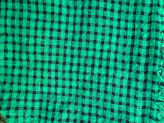 Green Navy Check Mini Plaid Cotton Woven "Kelly in Green"