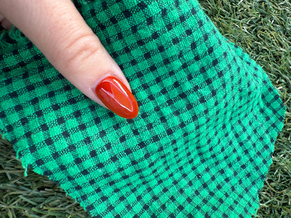 Green Navy Check Mini Plaid Cotton Woven "Kelly in Green"