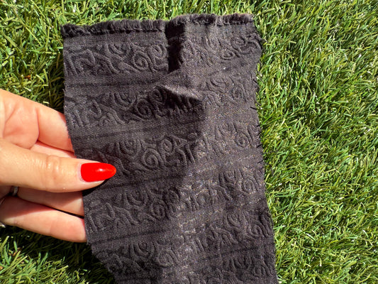 Black Jacquard Vintage Cotton Rayon Polyester Spandex Woven "Vampire Essential"
