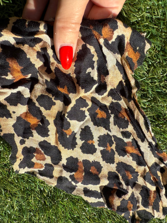 Brown Tan Black Leopard Sheer Gauze Rayon Woven "Leo Boogie"