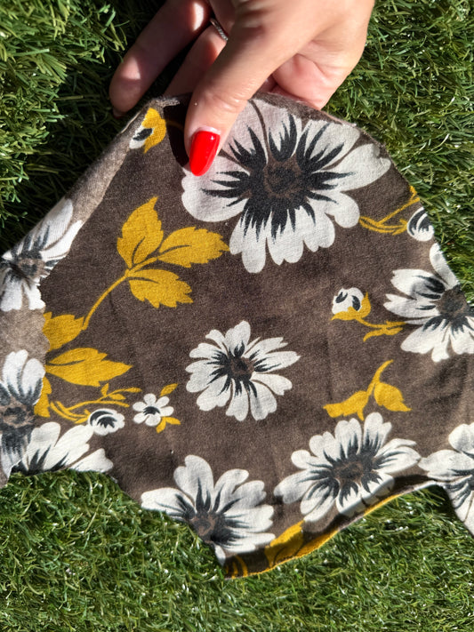 Brown Yellow Black White Floral Light Weight Rayon Polyester Spandex Jersey "Eric's Family Den"