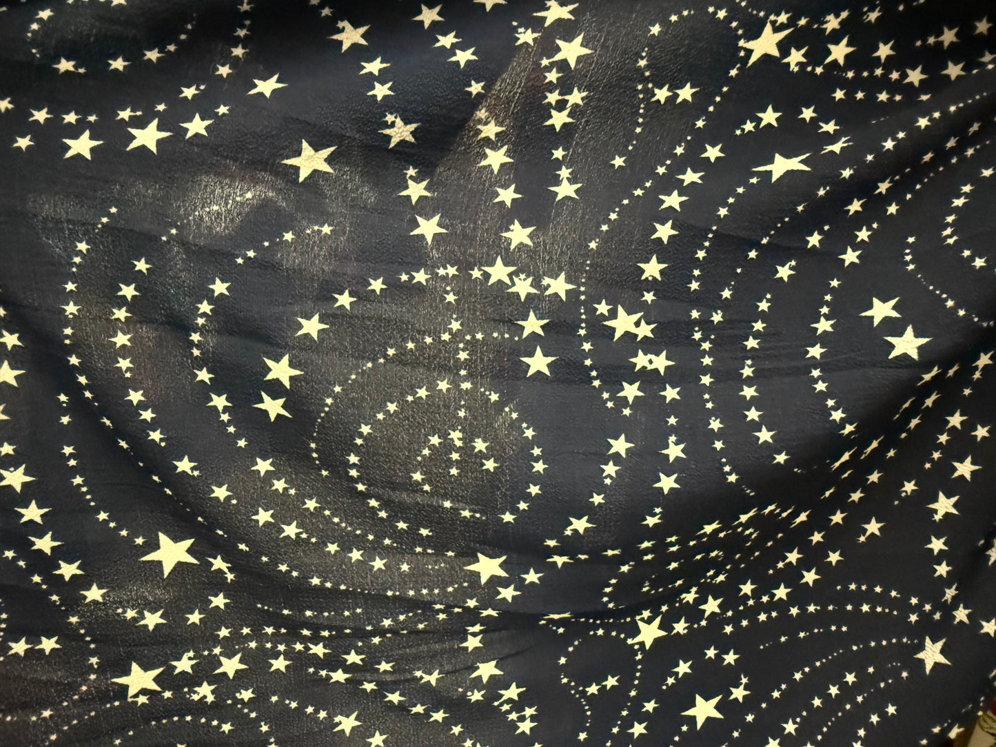 Blue White Star Polyester Crepe Woven "Constellations Spirals"