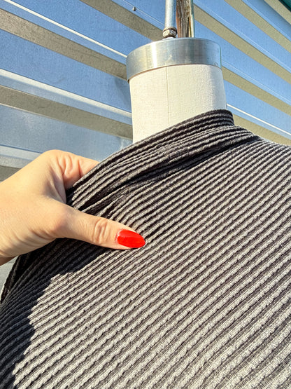 Black Charcoal Grey Wavy Urban  Rib Rayon Spandex Knit "Cole"