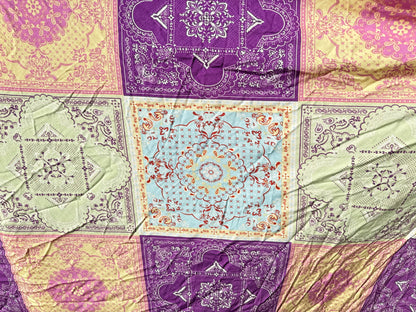 Purple Yellow Blue Pink White Paisley Scarf Print Rayon Fille Woven "Sage Ranch"
