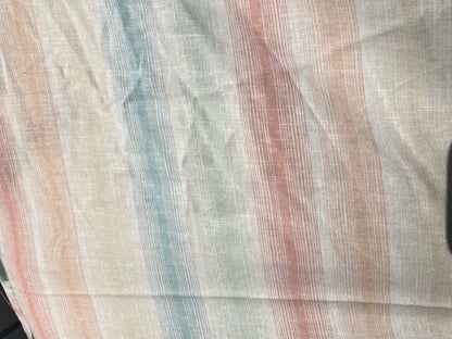 Pink Blue Sage Stripe Cotton Woven Shirting "Rainbow Sherbet"