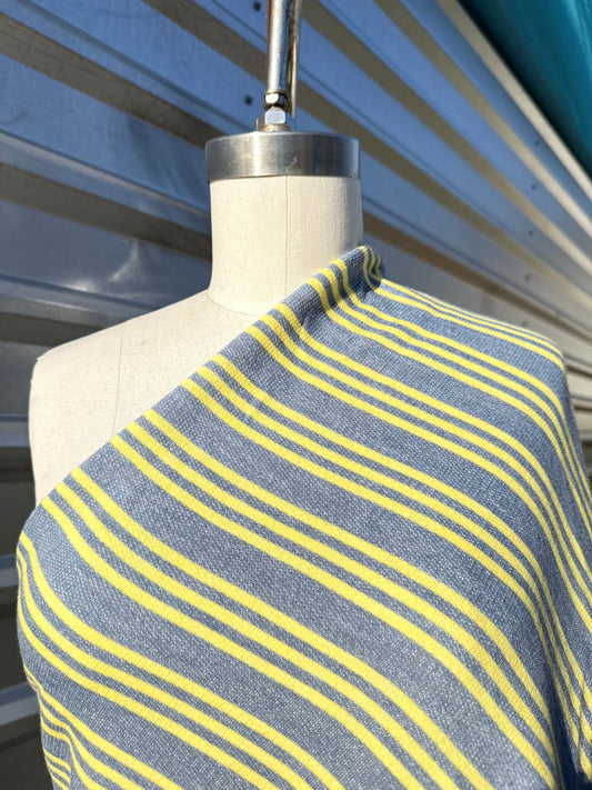 Blue Yellow Stripe Cotton Spandex French Terry Knit  "Chad"