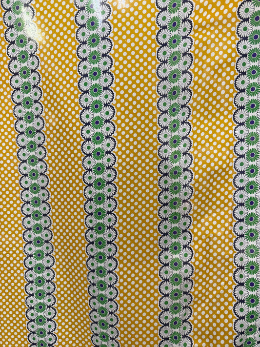 Yellow Green Blue White Daisy Reto Floral Print Cotton Voile Woven "Dandy"