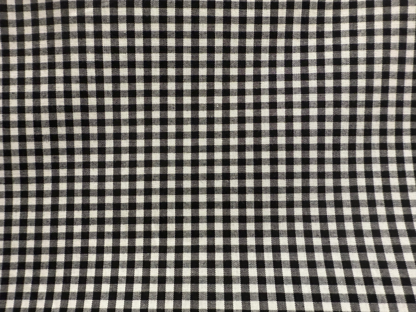 Black White Mini Gingham Plaid Cotton Spandex Poplin Woven "Noir Darling Picnic"