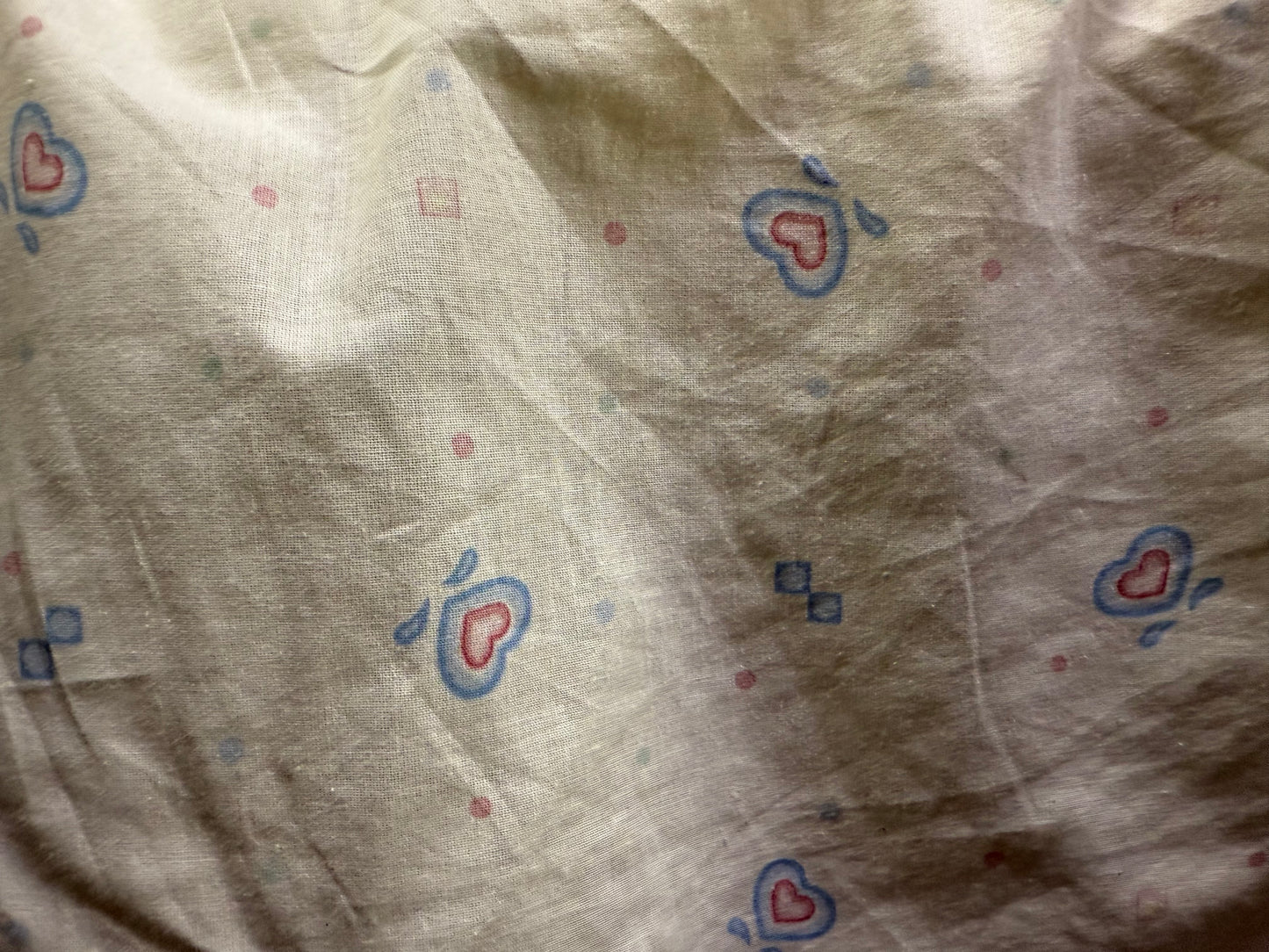 Blue Pink White Green Hearts Diamonds Dots Vintage Cotton Voile "Darling Hearts"