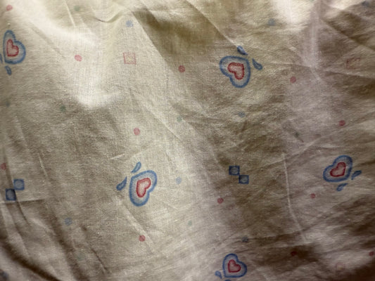 Blue Pink White Green Hearts Diamonds Dots Vintage Cotton Voile "Darling Hearts"