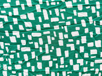 Green White Abstract Marks Print Rayon Fille Woven "Square Peas"